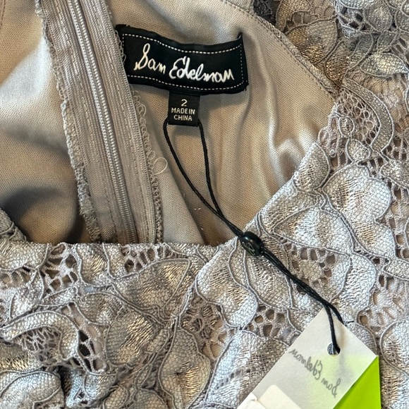 Sam Edelman NWT Cross Neck Lace Sleeveless Midi Dress in Grey- Size 2 - Picture 5 of 6